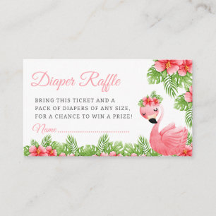 Tropical Floral pink Baby Shower Diaper Raffle Enclosure Card