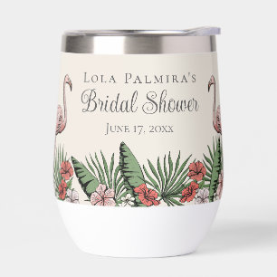 Tropical Floral Pink Flamingo Bridal Shower Ivory