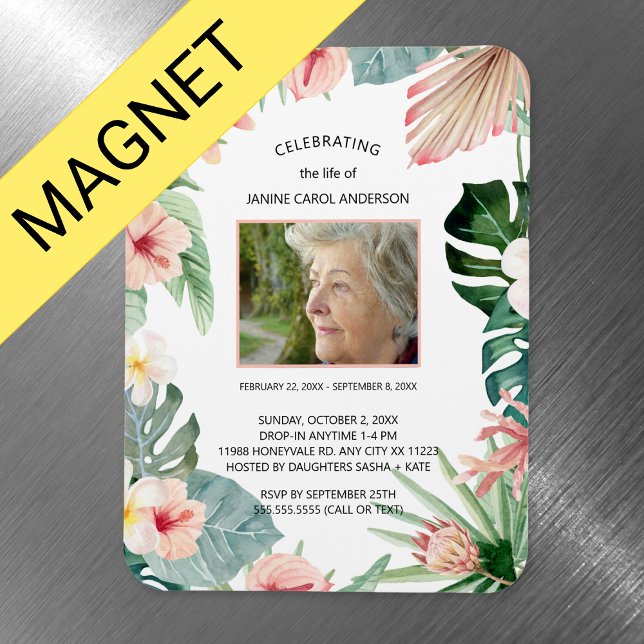 Tropical floral pink Life celebration photo Magnet (Creator Uploaded)