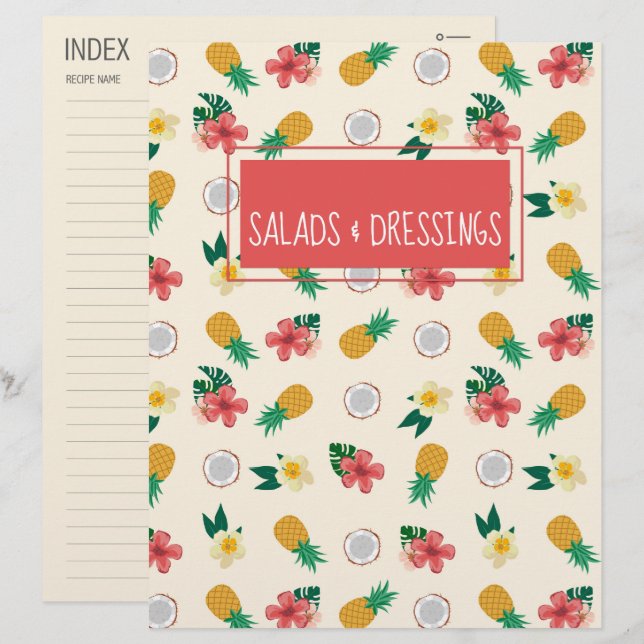 Tropical Floral Recipe Divider/Index (Front/Back)