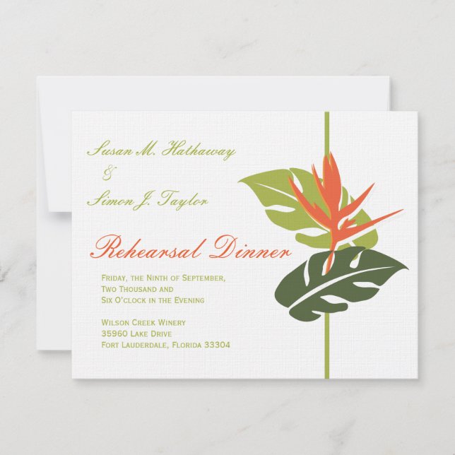 Tropical Floral Rehearsal Dinner Invitation (Front)