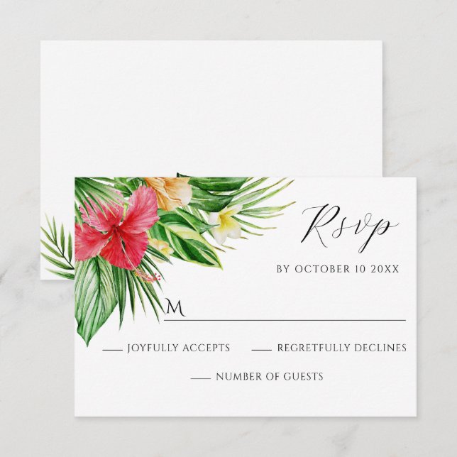 Tropical floral  RSVP card (Front/Back)