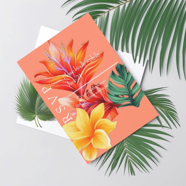 Tropical floral  RSVP card (Creator Uploaded)