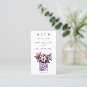 Tropical Floral-RSVP-QR code- Business Card