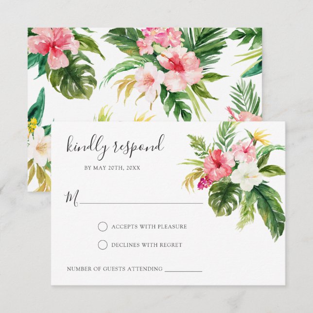 Tropical Floral RSVP Respond Card (Front/Back)