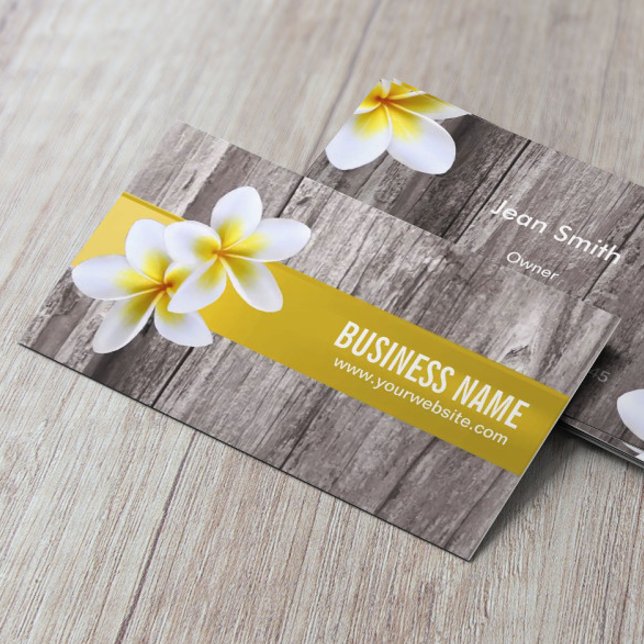 Tropical Floral Rustic Wood Elegant Salon Spa Business Card (Creator Uploaded)