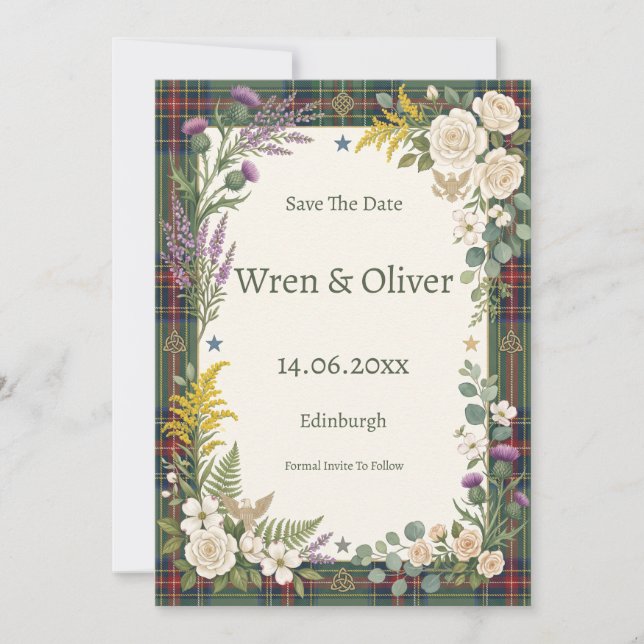 Tropical Floral Save the Date Card (Front)