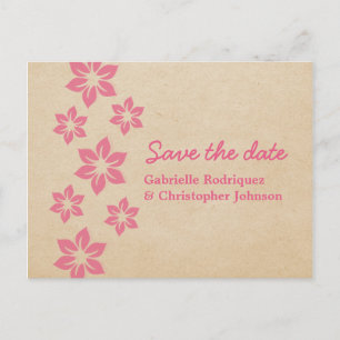Tropical Floral Save the Date Postcard, Pink Announcement Postcard