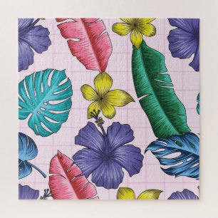 Tropical floral: seamless leaves pattern jigsaw puzzle