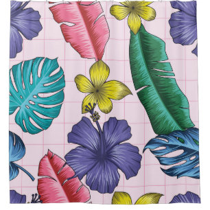 Tropical floral: seamless leaves pattern shower curtain