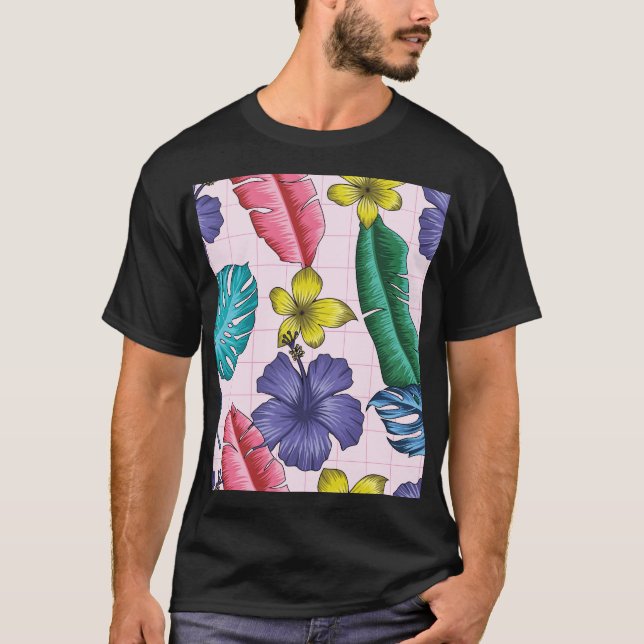 Tropical floral: seamless leaves pattern T-Shirt (Front)