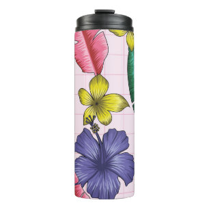 Tropical floral: seamless leaves pattern thermal tumbler