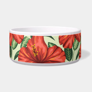 Tropical floral seamless pattern red flowers