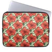 Tropical floral seamless pattern red flowers