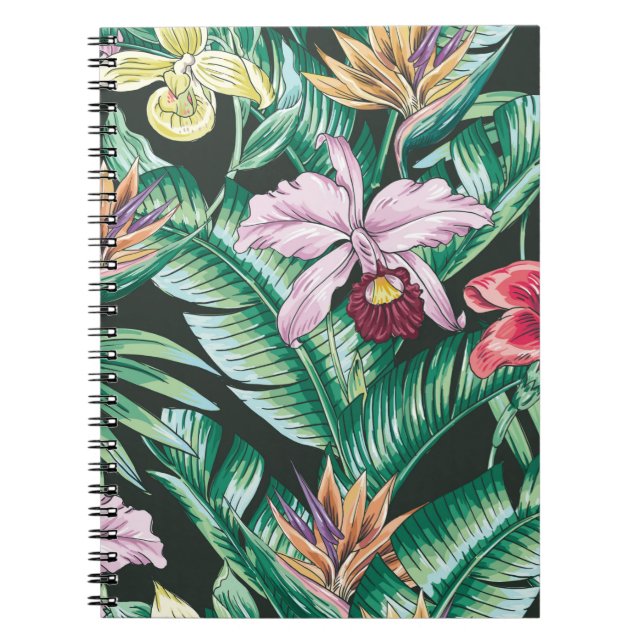 Tropical floral seamless pattern with exotic flowe notebook (Front)