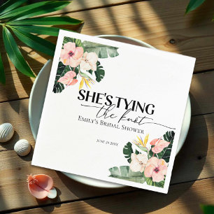 Tropical Floral She's tying the knot Bridal Shower Napkin