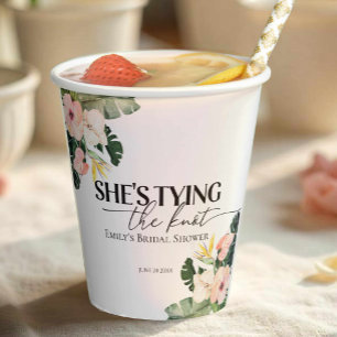 Tropical Floral She's tying the knot Bridal Shower Paper Cups