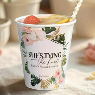Tropical Floral She's tying the knot Bridal Shower Paper Cups