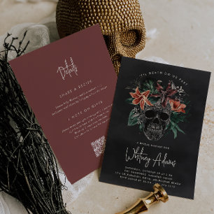 Tropical Floral Skull Halloween Bridal Shower Invitation
