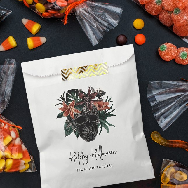 Tropical Floral Skull Halloween Favour Bags (Creator Uploaded)