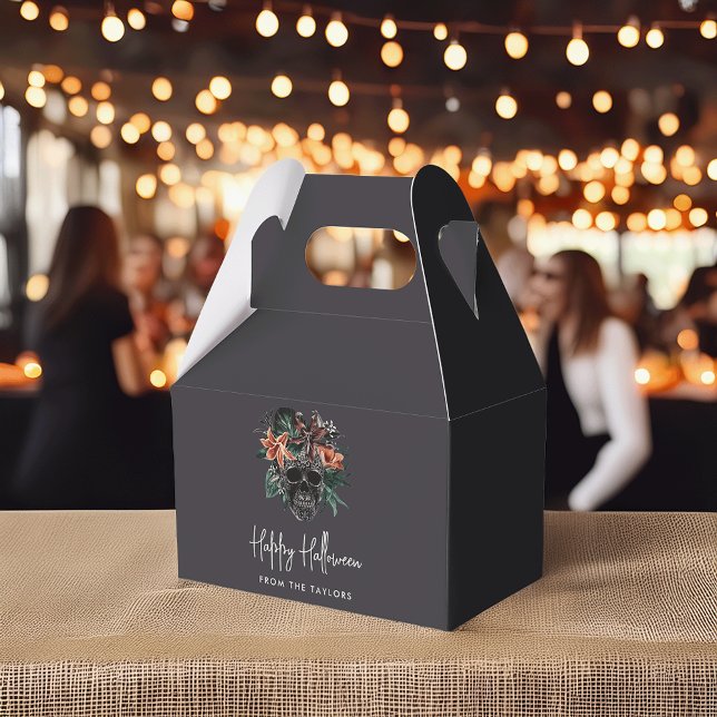 Tropical Floral Skull Halloween Favour Box (Creator Uploaded)