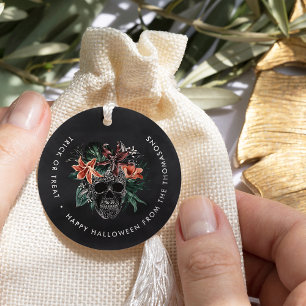 Tropical Floral Skull Halloween Gift Favour Tags