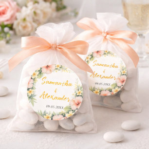 Tropical floral soft romance classic round sticker