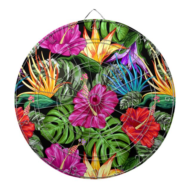 Tropical Floral Summer Mood Pattern Dartboard (Front)