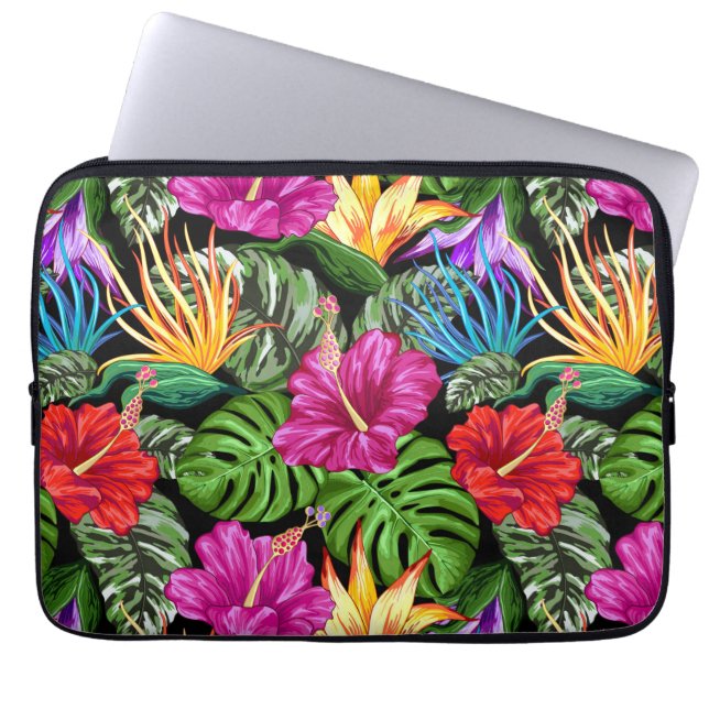 Tropical Floral Summer Mood Pattern Laptop Sleeve (Front)