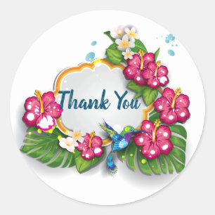 Tropical Floral Summer Thank You sticker