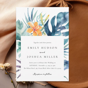 Tropical Floral Summer Watercolor Wedding Invitation