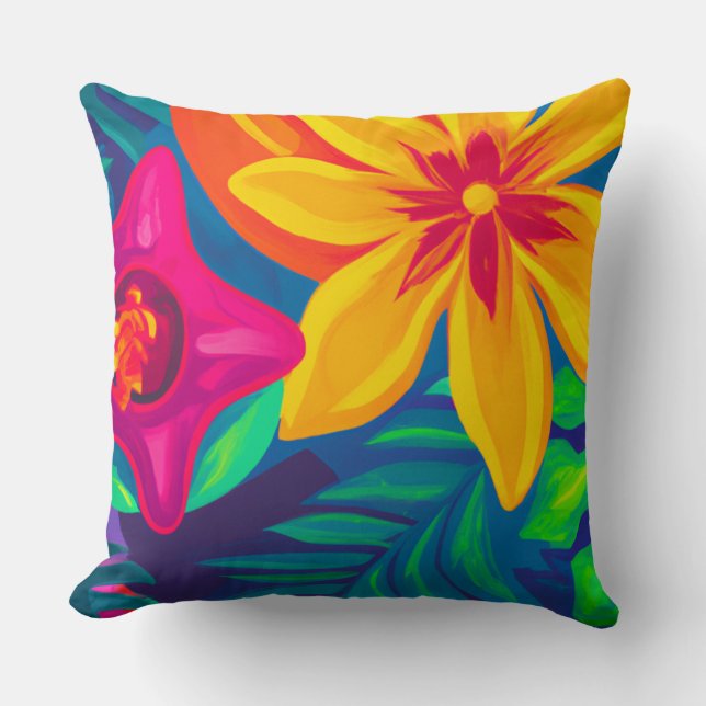 Tropical floral throw pillow (Front)