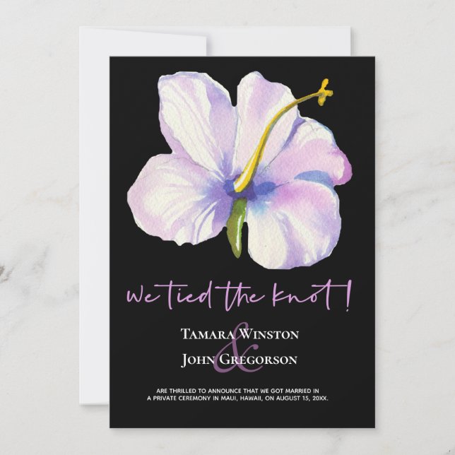 Tropical Floral Tied The Knot Just Married Beach Invitation (Front)
