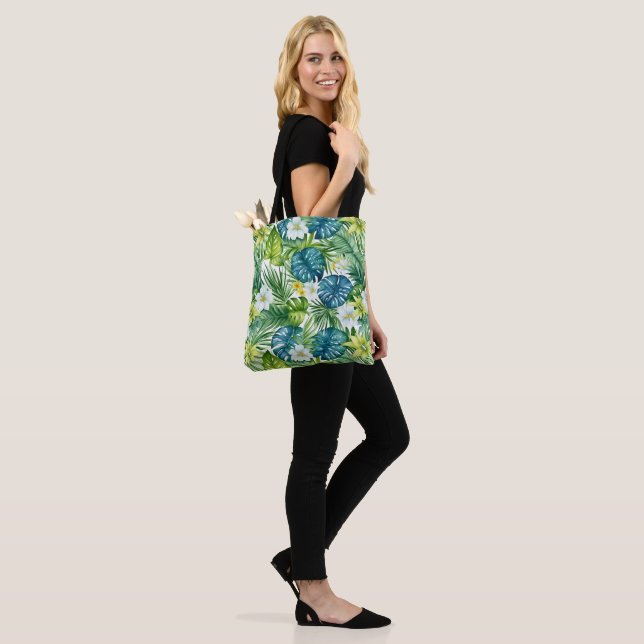 Tropical Floral Tote Bag (On Model)
