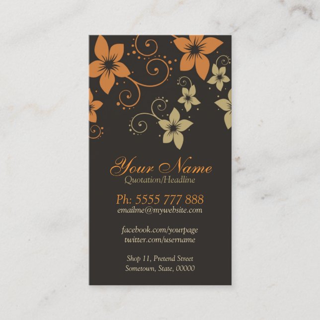 Tropical Floral Vertical Business Card (Front)