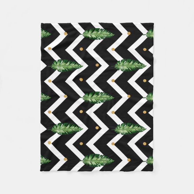 Tropical Floral Vines Fleece Blanket (Front)
