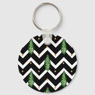 Tropical Floral Vines Key Ring