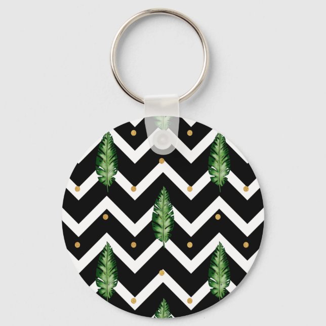 Tropical Floral Vines Key Ring (Front)