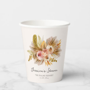 Tropical Floral Vintage Bridal Shower Paper Cups