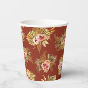 Tropical Floral Vintage Bridal Shower Paper Cups