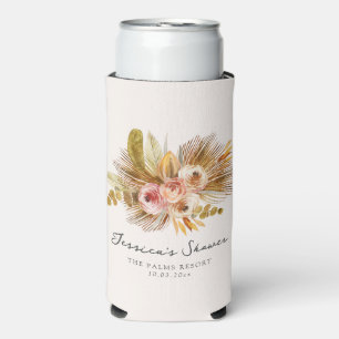 Tropical Floral Vintage Bridal Shower Seltzer Can Cooler