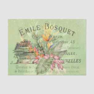 Tropical Floral Vintage Ephemera Decoupage Tissue Paper