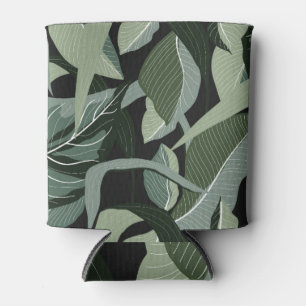 Tropical Floral: Vintage Line Art. Can Cooler