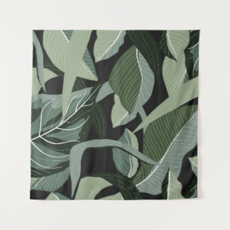 Tropical Floral: Vintage Line Art. Tapestry