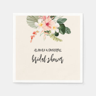 Tropical Floral Watercolor Bridal Shower  Napkin