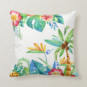 Tropical Floral Watercolor Cushion