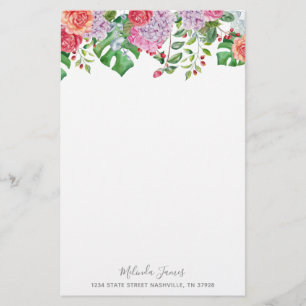 Tropical Floral Watercolor Personalised Stationery