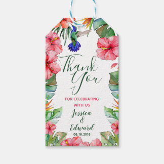 Tropical Floral Watercolor  Thank You Gift Tags