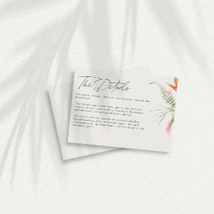 Tropical Floral Wedding Details Enclosure Card