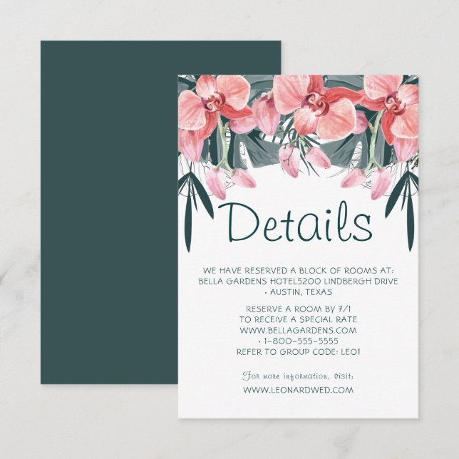 Tropical Floral Wedding Details Invitation (Front/Back)